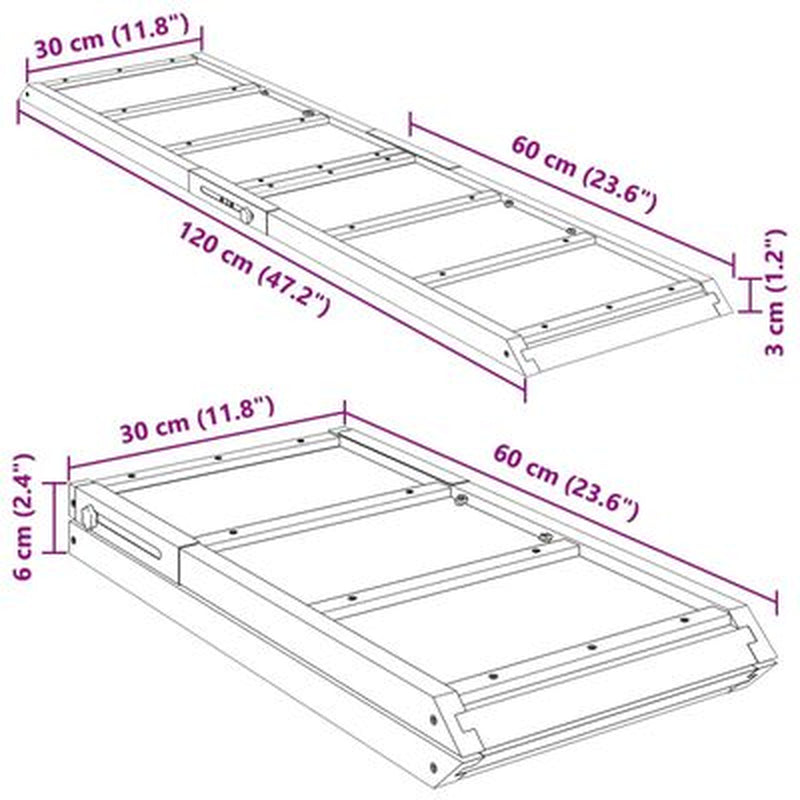 Dog Ramp Gray 47.2"X11.8" Solid Wood Fir