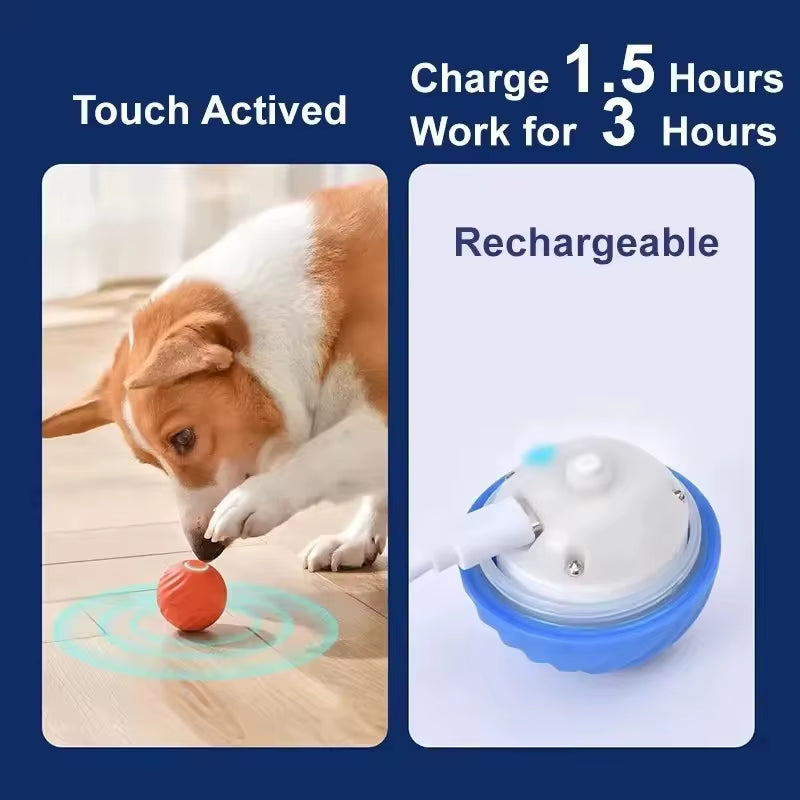 Dog Toys Intelligent Moving Jump Ball Rechargeable Bite-Resistant Rolling Ball Cat and Dog Chase Interactive Pet Toy